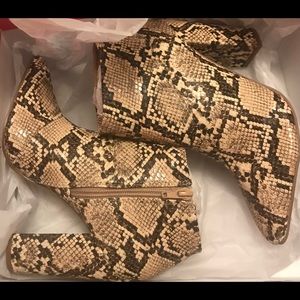 Snake Print Block Heel Bootie